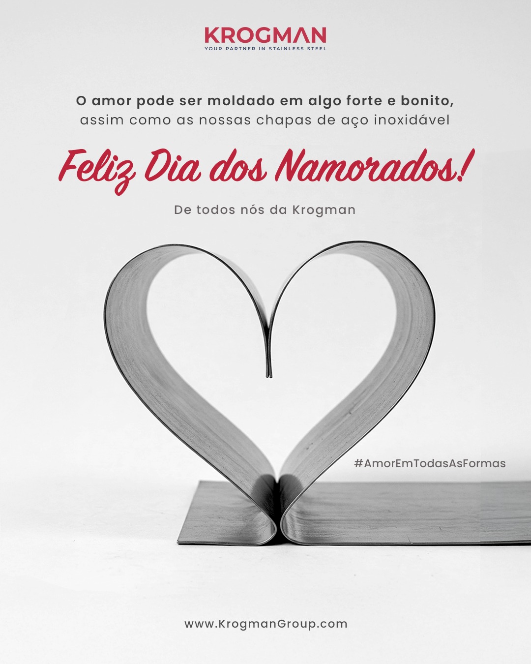 As chapas de aço inoxidável são cortadas e moldadas para diversas aplicações—assim como o amor, que se adapta e encontra sua forma ideal. ❤️ O verdadeiro amor, assim como o aço inox de qualidade, continua forte e bonito em qualquer forma e tamanho.
Feliz Dia dos Namorados de todos nós da Krogman! ❣️
#AmorEmTodasAsFormas #DiaDosNamorados #AçoInoxidável #Krogman #SeuParceiroEmInox