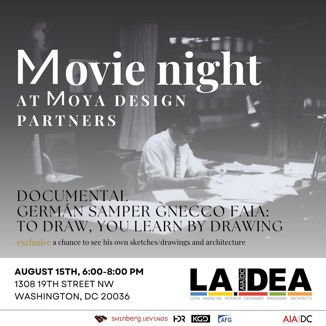 We are one week away from our movie night!! 🍿 🎞️
Come join LA.IDEA and Moya Design Partners next Thursday to learn all about the incredible life of GERMAN SAMPER GNECCO, FAIA
*FREE REGISTRATION - LINK IN BIO*
“Germán Samper Gnecco was one of Latin America’s most influential architects. Born in Bogotá, Colombia, on April 18, 1924, he studied architecture at the National University of Colombia. Shortly after finishing his education in 1947, he joined the workshop of Le Corbusier in Paris, where he worked until 1954 on projects such as Bogotá’s Master Plan, the Court of Justice, the Palace of Ministries, and the urban plan for Chandigarh, India, among others. On his return to Colombia, and deeply influenced by Le Corbusier, he worked as an independent architect until he joined the firm Esguerra Sáenz Urdaneta Suárez in 1958, where he became partner and design director. For forty years he designed and directed the construction of several notable projects in Bogotá“