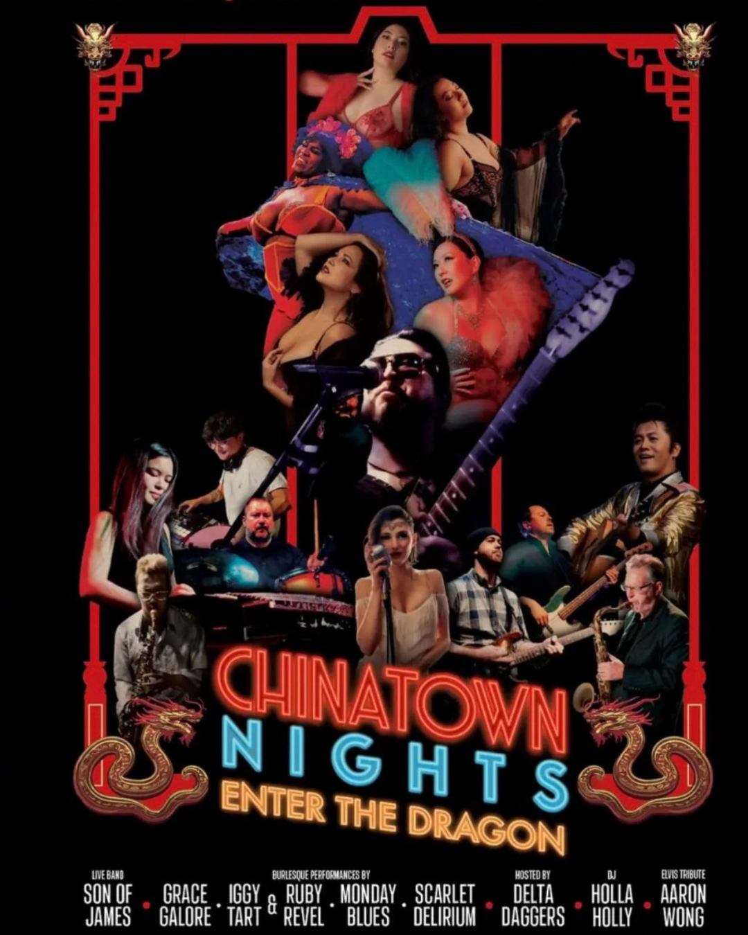 Tomorrow step into a night of vibrant performances at the electrifying Chinatown Nights: Enter the Dragon 🐉🎶✨ at Tabu at the Waldorf.
🥳A great Lunar near year, Valentine's, Galentine's, Girl's night, or Friends night out!
🎶Live music by Son of James, award winning Elvis tribute artist Aaron Wong, and DJ Holla Holly.
✨Burlesque performances by Monday Blues, Androsia Wilde (filling in for Grace Galore), Iggy Tart & Ruby Revel, & Scarlet Delirium.
First 100 to arrive has a chance to win multiple door prizes!
