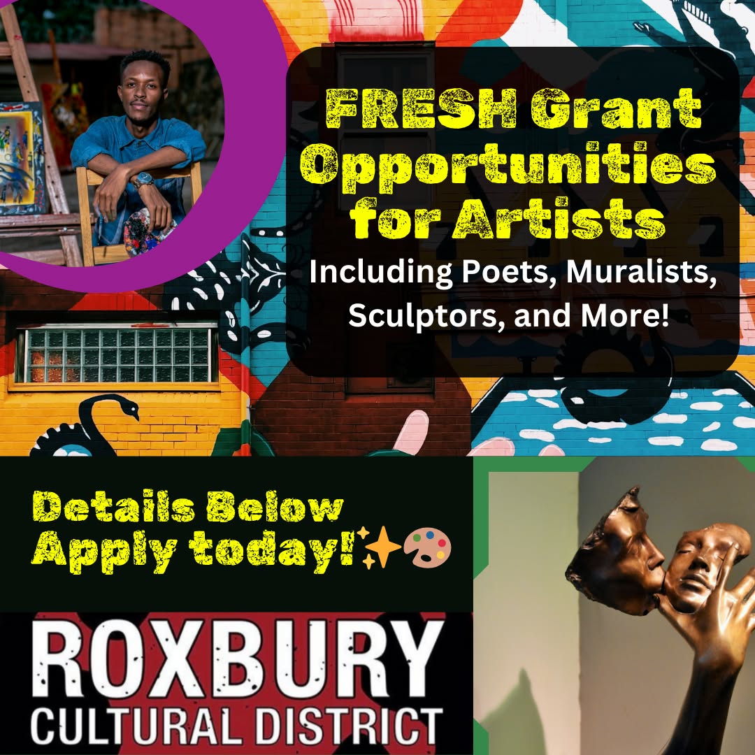 🎨✨CALLING ALL ARTISTS!✨🎨
Check out these amazing opportunities for artists, poets, and muralists listed below! Interested? Visit the link in bio today!
🎨 2025 National Mural Awards – Recognizing the best murals in the U.S. No entry fee! 🔹 Deadline: Feb 28
🎭 NEST Grant for Touring Artists – Funding for nonprofit organizations presenting touring artists. 🔹 Deadline: Mar 3
🌸 Spring Exhibition – Artists' Group of Charlestown – Inspired by Mary Oliver’s poetry, showcasing nature without human forms. 🔹 Deadline: Mar 13
📜 Massachusetts Poetry Festival – Your poem could kick off the festival! Cash prize & live reading. 🔹 Deadline: Mar 15
🎨 Call for Muralists – Kendall Square – Paint a large-scale public mural in Cambridge, MA! 🔹 Deadline: Mar 15
🖌️ BIPOC Artist Micro Grants – $500 unrestricted grants for artists of color. 🔹 Deadline: Mar 15
🏛️ Outdoor Sculpture Exhibition – Proposals for the U.S. Semiquincentennial celebration. $3K stipend. 🔹 Deadline: Mar 31
👩🎨 Grants for Painters 45+ – Financial support for underrecognized American painters. 🔹 Deadline: Apr 1
📌 Don’t miss out! Apply through the link in our bio.
#ArtistOpportunities #CallForArtists #GrantsForArtists #PublicArt #BostonMA #Boston #BostonArtists #BostonArt #Grants #GrantsForCreatives #GrantAlert #Roxbury #Culture #BIPOC #POC #Money #Funding