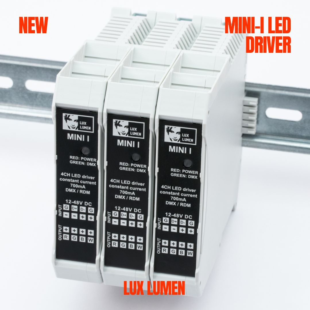 Meet the 4ch Mini-I LED Driver🤝
Compact, powerful, and precise – the 4ch Mini-I LED driver is the perfect solution for controlling high-power LED modules. With constant current options of 350mA or 700mA, this versatile driver ensures optimal performance across a wide range of professional lighting setups.
Powered by an external supply (12-48VDC), it delivers reliable control through DMX/RDM for seamless integration into your projects.
Small in size, big in capability. ✨