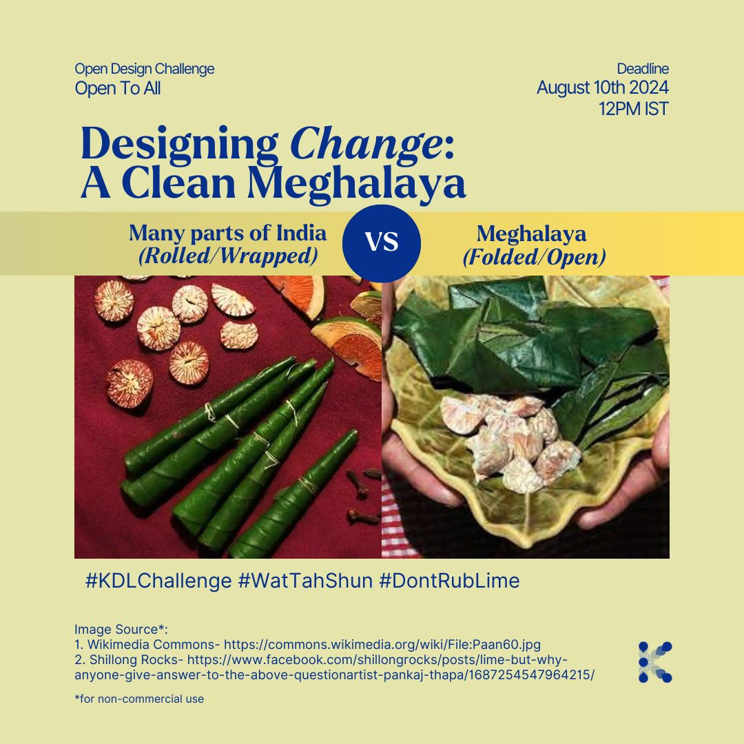 Here’s a fresh challenge insight: Why is the lime so easy to access? Which was one of the questions we received from a participant.
A very valid observation! In India, paan is usually wrapped, but in Meghalaya, it’s simply folded and savoured—often packaged in plastic for ease and portability. Notice the difference?
Spot anything else? Tell us here.
Jump into our challenge if you haven't yet. Only 1 week left!
#KDLChallenge #WatTahShun #DontRubLime #DesignChallenge #InnovateWithUs #KarakiDesignLab