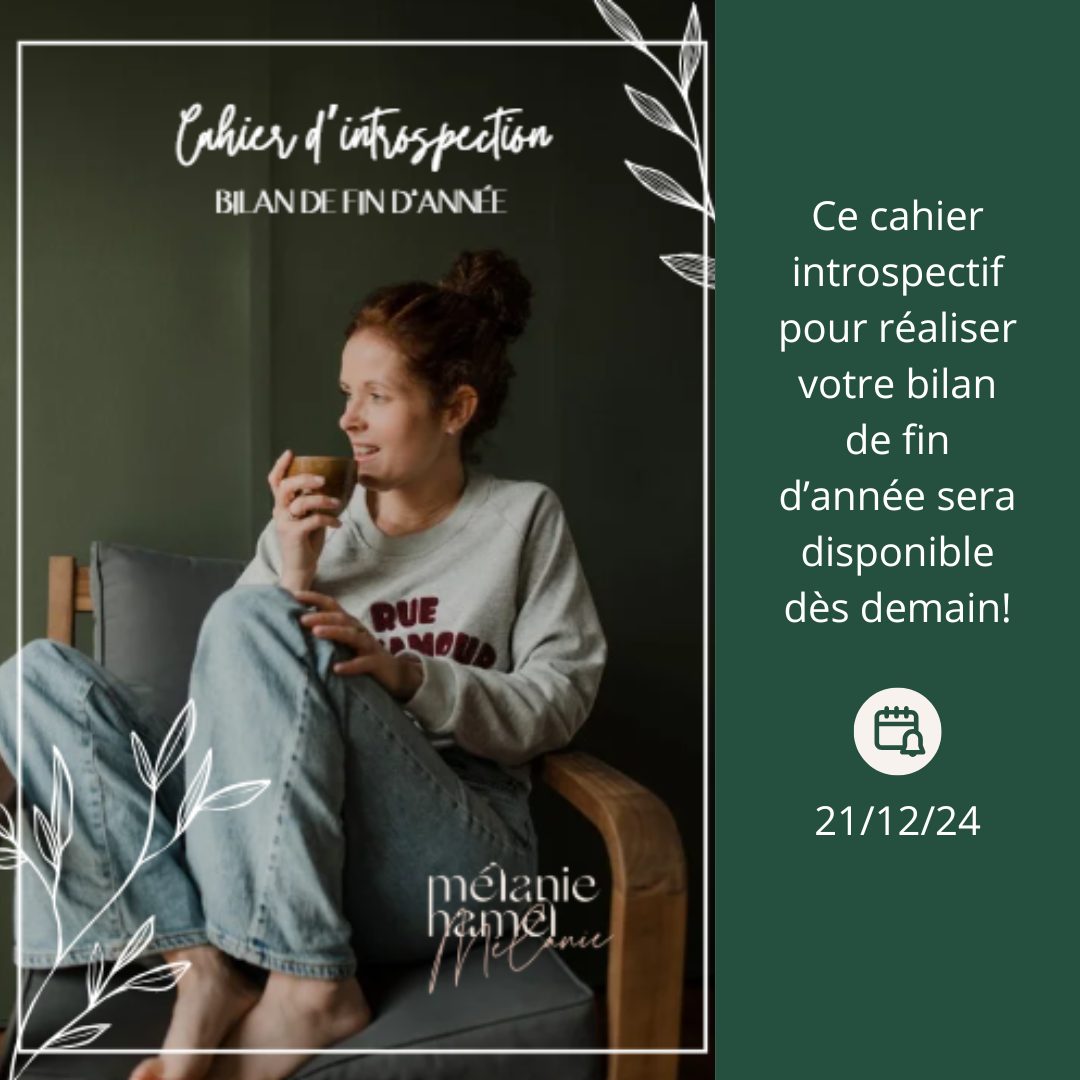 C'est demain que vous aurez accès au cahier d'introspection pour réaliser son bilan de fin d'année! ✍️
Comme je vous l'écrivais, l'écriture est l'un de mes moyens préférés pour me poser et trouver des réponses à des questions!
Si vous souhaitez vous procurer cet outil, il sera disponible sur mon site web:
www.melaniehamel.ca. Il se retrouvera dans la section des outils gratuits, une exclusivité aux abonnés.
Je vous partagerai également quotidiennement les questions de réflexion!
Joyeux temps des fêtes! 🎄