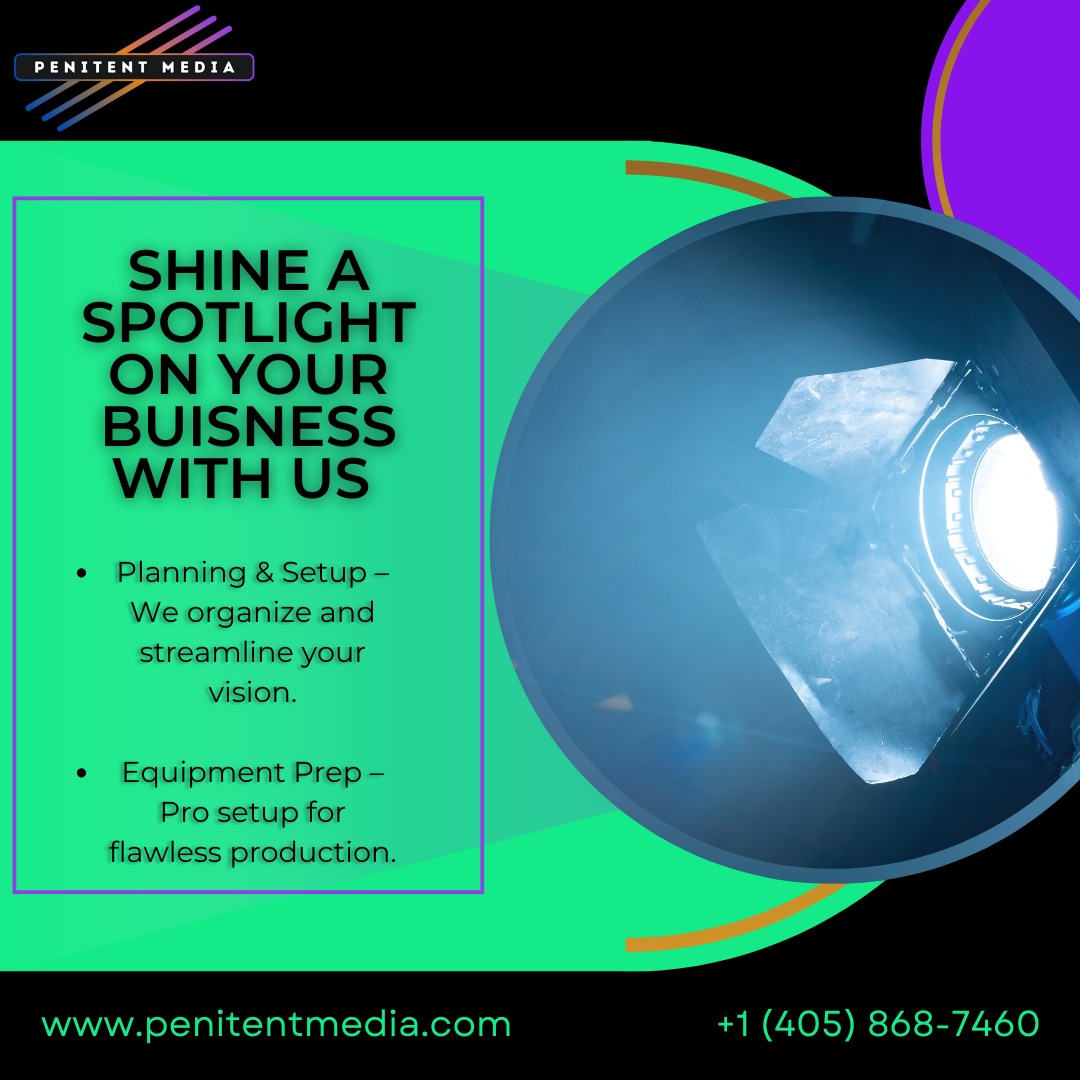 🎬 Lights, Camera, Action! 🎬
At Penitent Media, we believe that exceptional content begins with meticulous planning. Our Pre-Production Setup services are designed to bring your creative vision to life effortlessly.
What We Offer:
Equipment Consultation & Setup: Whether you're building an in-house studio or need top-notch gear for a specific project, we'll guide you in selecting and setting up the perfect equipment
Studio Design & Preparation: From lighting to sound, we create an environment primed for high-quality production.
Technical Expertise: Our team ensures all technical aspects are seamlessly integrated, so you can focus on delivering your message.
Let us handle the details, so you can shine a spotlight on your ideas. Ready to elevate your content? Let's get started!
📩 Contact us at contact@penitentmedia.com or call 1-405-868-7460. We're available Sunday through Friday, 9 am to 6 pm.
#PreProduction #ContentCreation #PenitentMedia #ShineASpotlight #VideoProduction