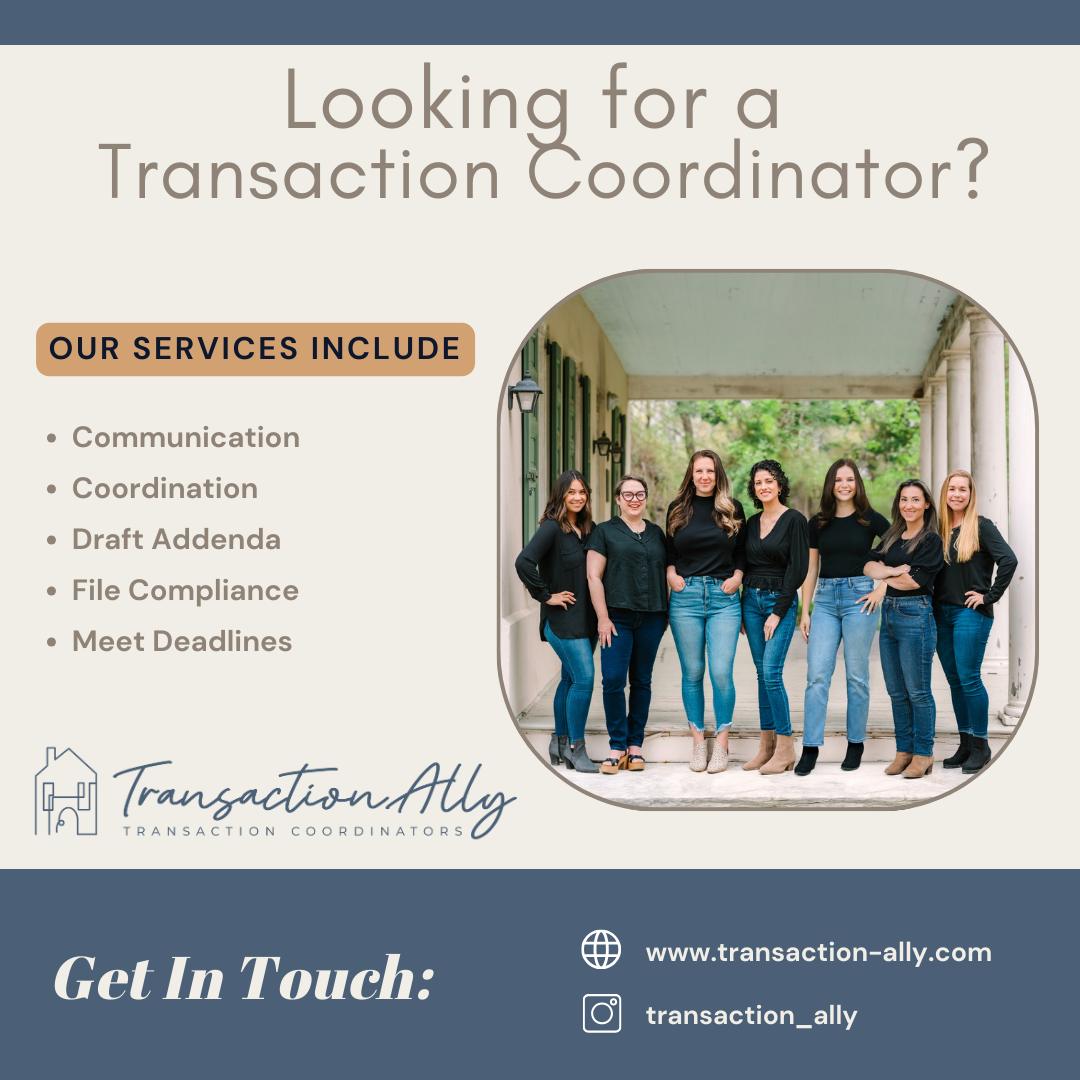 We help Real Estate agents by lessening their administrative work load and streamlining tasks. We can assists in managing documentation, timelines, and compliance for smooth transactions. Invest in your Real Estate business and have more time with your clients by hiring us, TransactionAlly. DM us or visit www.transaction-ally.com for more info!