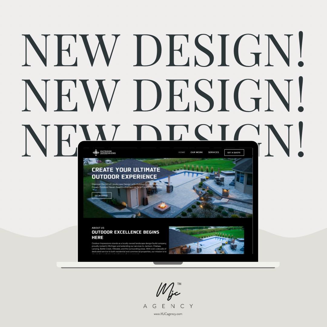 🚧Take a look at this custom #wixstudio website that was completed by the MJC Agency team! Thank you, Outdoor Impressions, for choosing us to create this #website for your business.
Outdoor Impressions stands as a locally owned #landscape design/build company, proudly rooted in #Michigan and extending their services to Jackson, Chelsea, Lansing, Battle Creek, Hillsdale, and the surrounding areas. With over a decade of dedicated service to both #residential and #commercial properties, their mission is to elevate the aesthetic and #ambiance of your property. Make sure to check them out!🚧
.
.
.
#wix #wixwebsitedesign #webdevelopment #onlinebusiness #ecommerce #webdesign #digitalmarketing #creativewebsite #smallbusiness #visitmichigan #michiganlakes #outdoordesign #outdoordesignideas