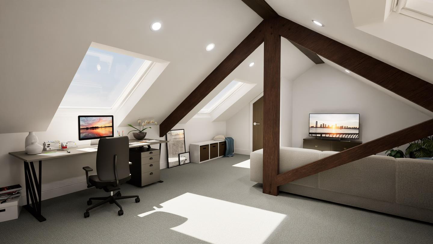 ✨ Excited to share some stunning CGI images from one of our our recent projects, highlighting an exceptional office and living space that perfectly blends functionality and style.
Our design preserves the beautiful king post timbers, adding unique character and honoring the space's historical charm. Multiple Velux windows bathe the area in natural light, creating a bright and inviting atmosphere
Swipe through the images and let us know what you think in the comments below! 👇
#CGI #Render #render3d #HomeRenovation #designinspiration #renovation #moderndesign #interiordesign #remodel #loft #loftconversion #office #homeoffice #transformation #moderndesign #architecture #architecturedesign #building #project #design #southwales