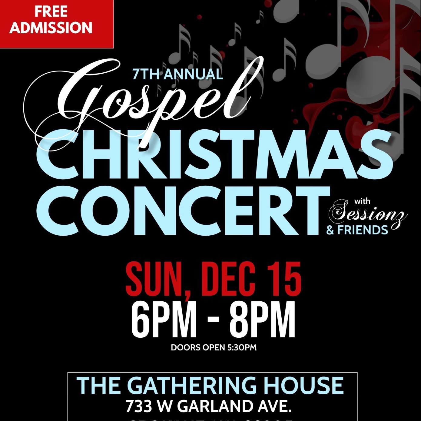 Bethely Entertainment presents the 7th Annual Gospel Christmas Concert. Please join us Sunday December 15th from 6-8pm. Admission is free!