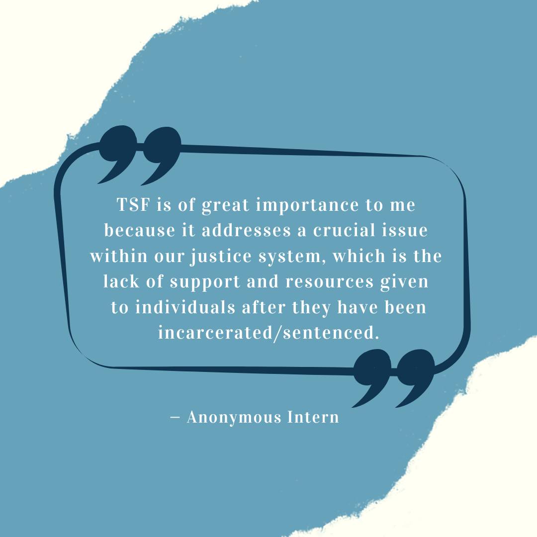 In the words of one of our interns, TSF is making a real difference! We're committed to supporting individuals after incarceration and helping break the cycle of recidivism.
To learn more about how we work towards these goals, go to our website at thesentencingfoundation.org or ask any questions in the comments!
#criminal #justice #lawresource #restorativejustice #judges #sentencing #supervision #legalsupport #nonprofit #crimereduction #massincarceration #criminaljusticereform #reform #realchange #TheSentencingFoundation #TSF