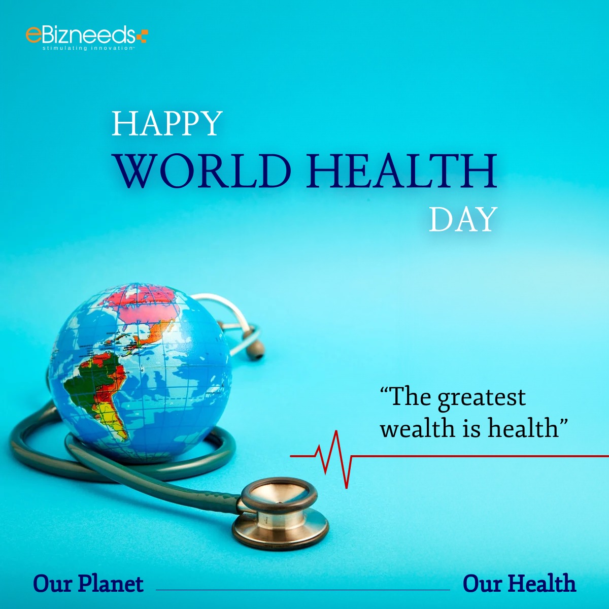 Happy World Health Day from eBizneeds! We believe that technology can help us create a healthier world. Let's work together to use technology to make the world a brighter and healthier place for everyone.
#HappyWorldHealthDay #WorldHealthDay #eBizneeds #WorldHealthDay2024