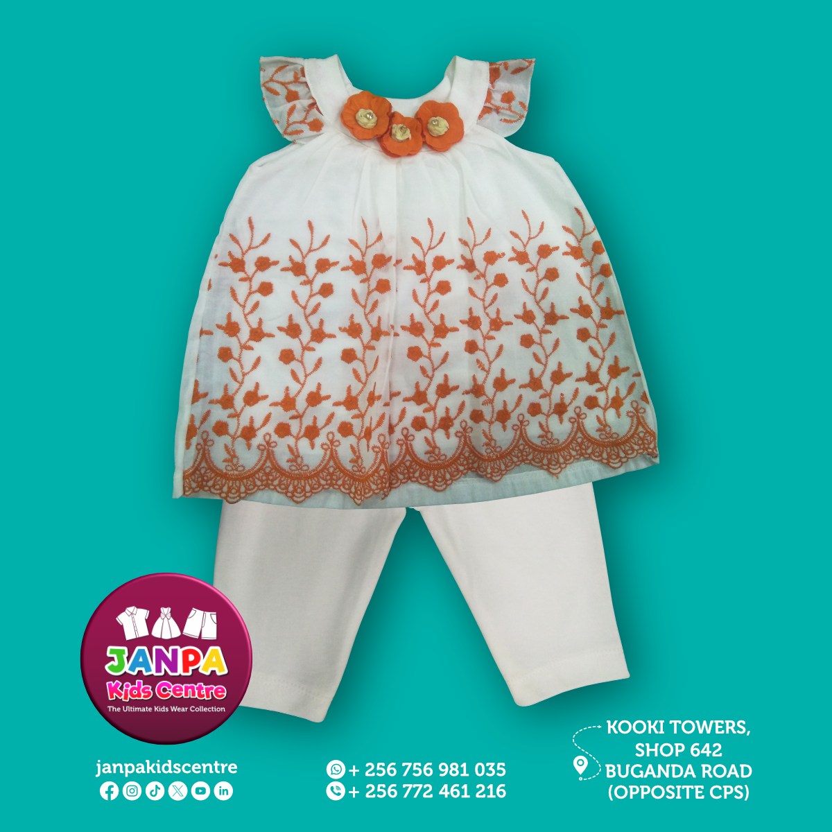 Shop First-Class Quality Clothing for Your Little Ones; T-Shirts, Shirts, Shorts, Jeans, Trousers, Dresses, Party Dresses, Tops, Leggings & All Children’s Wear
For Orders & More Information,
Call / WhatsApp Us On +256 756 981 035 / +256 772 461 216
#JanpaKidsCentre #KidsStyle #KidsFashion #ShopForKids #TrendyKidsWear #ComfortAndStyle #KidsFashionGoals #ChildrensWear #KidsWear #Babywear #ChildrensFashion #Overalls #Jeans #Leggings #Trousers #Shirts #Shorts #Sweaters #Dresses #Kampala #Uganda