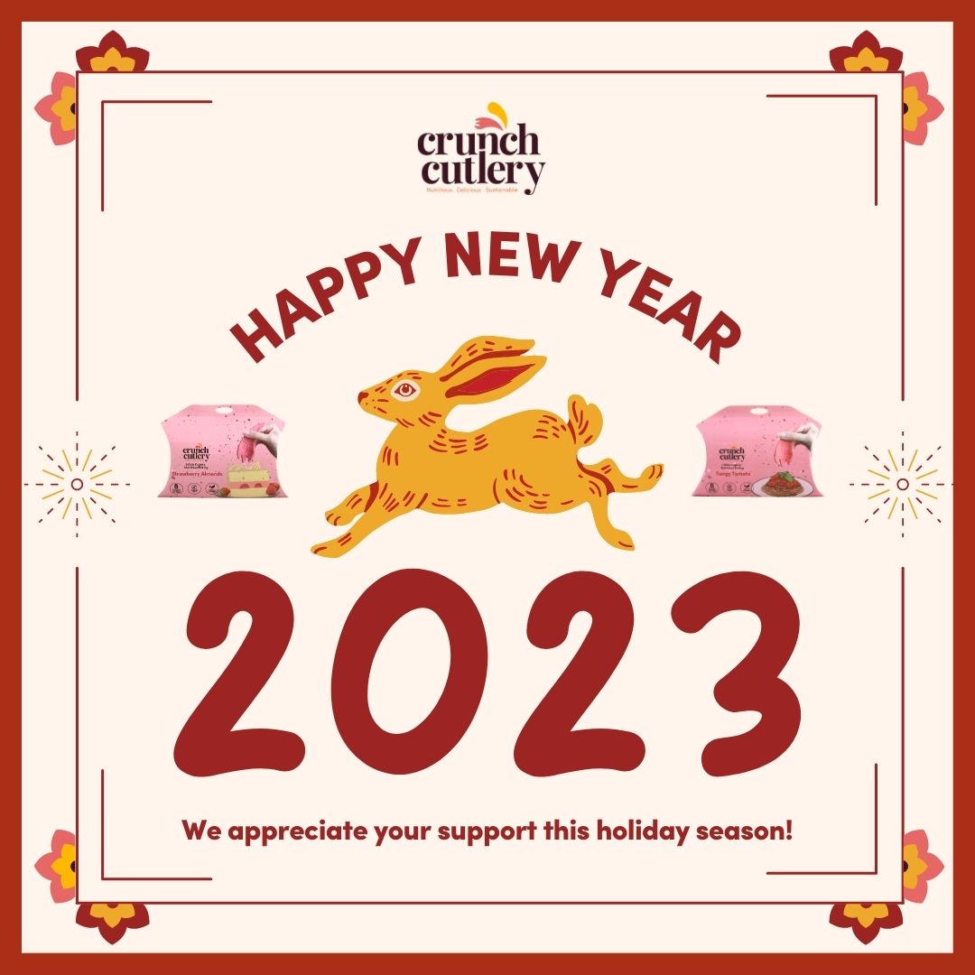 Thank you to all our loyal customers for your support this festive season! 🎄
Chinese New Year 🧧 is just around the corner and we've got the perfect gift - our limited edition Festive Crunch gift set. Head to www.CrunchCutlery.com to order now!
Wishing you a happy and healthy new year. Cheers to 2023!
#cny2023
#crunchcutlery #supportlocal #sustainablegifting #sustainablesg #crunchcutlery #festivecrunch #giftideas #festivegifts #christmas2022 #chinesenewyear #cny2023