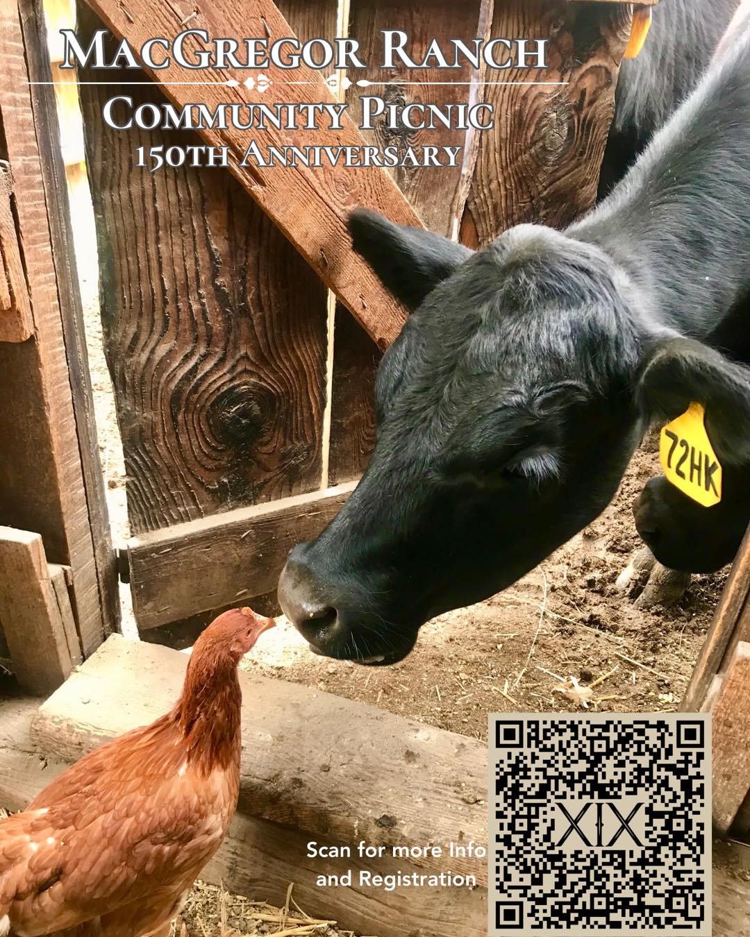 August 23rd, Come make friends at the MacGregor Ranch 150th Anniversary Community Picnic! 🐮🤠