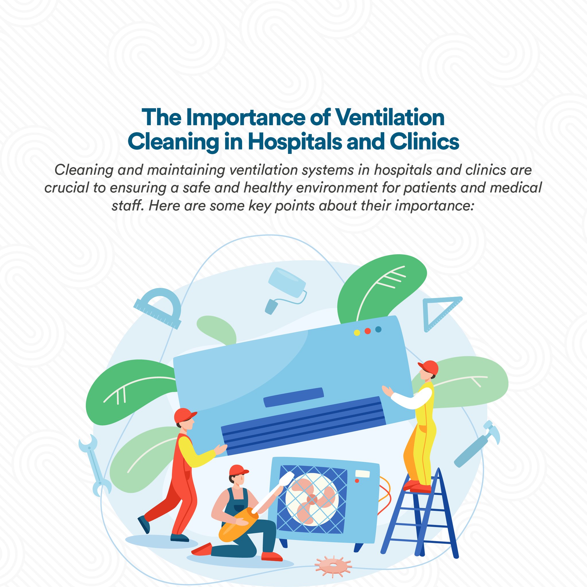The Importance of Ventilation in the Medical Environment 🌟
In hospitals and clinics, cleaning ventilation systems is not just a matter of hygiene; it is vital for health! From preventing infections to improving air quality, every detail counts. 🧼✨
👉 Discover how a clean, well-ventilated environment can make a difference to the well-being of patients and medical staff. Breathe easy because we are here to ensure fresh and safe air! 💪💙
#Health #Ventilation #Cleaning #Hospitals #Wellness #HealthCare
