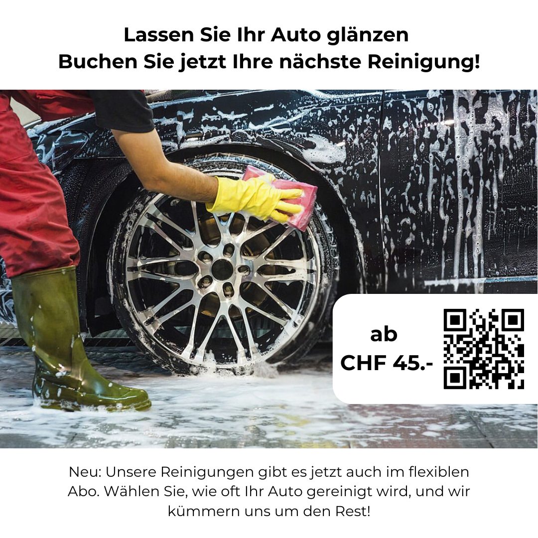 Lassen Sie Ihr Auto wieder strahlen!
Es ist Zeit, Ihrem Fahrzeug eine verdiente Pflege zu gönnen. Buchen Sie jetzt Ihre nächste Autoreinigung und genießen Sie den Glanz eines frisch gereinigten Autos – ab nur CHF 45.-! 🧼
Neu: Unsere Reinigungen gibt es jetzt auch im flexiblen Abo! Sie entscheiden, wie oft Ihr Auto gereinigt wird, und wir kümmern uns um den Rest. 🌟
Scannen Sie den QR-Code, um mehr zu erfahren und direkt zu buchen!
📍 Ort: Künzler und Sauber AG
☎️ Kontakt: 044 938 90 90
🌐 Website: auto-center-hinwil.ch