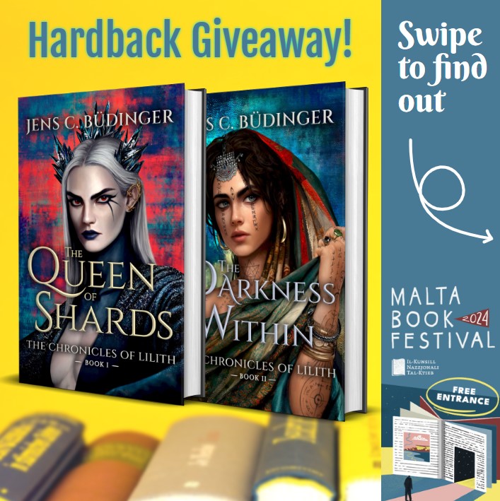 Instructions: Like, Share & Tag @authorjensbud to this post to enter the chance to win signed copies of Books 1 & 2 of the Chronicles of Lilith in Hardback.
This Giveaway is for the National Book Festival 6-10th Nov 2024 MFCC Ta' Qali - Come meet the Author and get your own signed copies!
@nbc_malta @authorjensbud
π https://www.facebook.com/events/1051217336498607
ποΈ: 6-10th November 2024
π: MFCC, Ta' Qali
ποΈ: Free Entrance
#festivalnazzjonalitalktieb #dinjietjirrimaw #kunsillnazzjonalitalktieb #kunsillnazzjonalitalarti #nationalbookcouncilmalta #maltabookfestival #bindingworlds #malta #mbf24