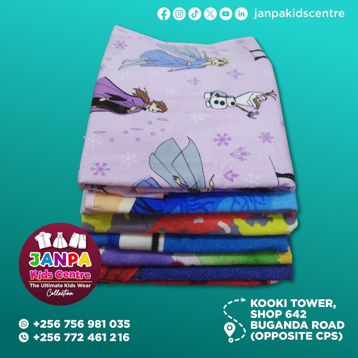 Bathing Time Just Got More Fun! Wrap Your Little Ones In The Softest, Most Colorful Towels They'll Love! Perfect For Keeping Them Cozy And Dry After Every Splash.
For Orders & More Information,
Call / WhatsApp Us On +256 756 981 035 / +256 772 461 216
#JanpaKidsCentre #KidsTowels #towels #BathingTime #bathtimeroutine #ChildrensWear #KidsWear #Babywear #ChildrensFashion #Overalls #Jeans #Leggings #Trousers #Shirts #Shorts #Sweaters #Dresses #Kampala #Uganda