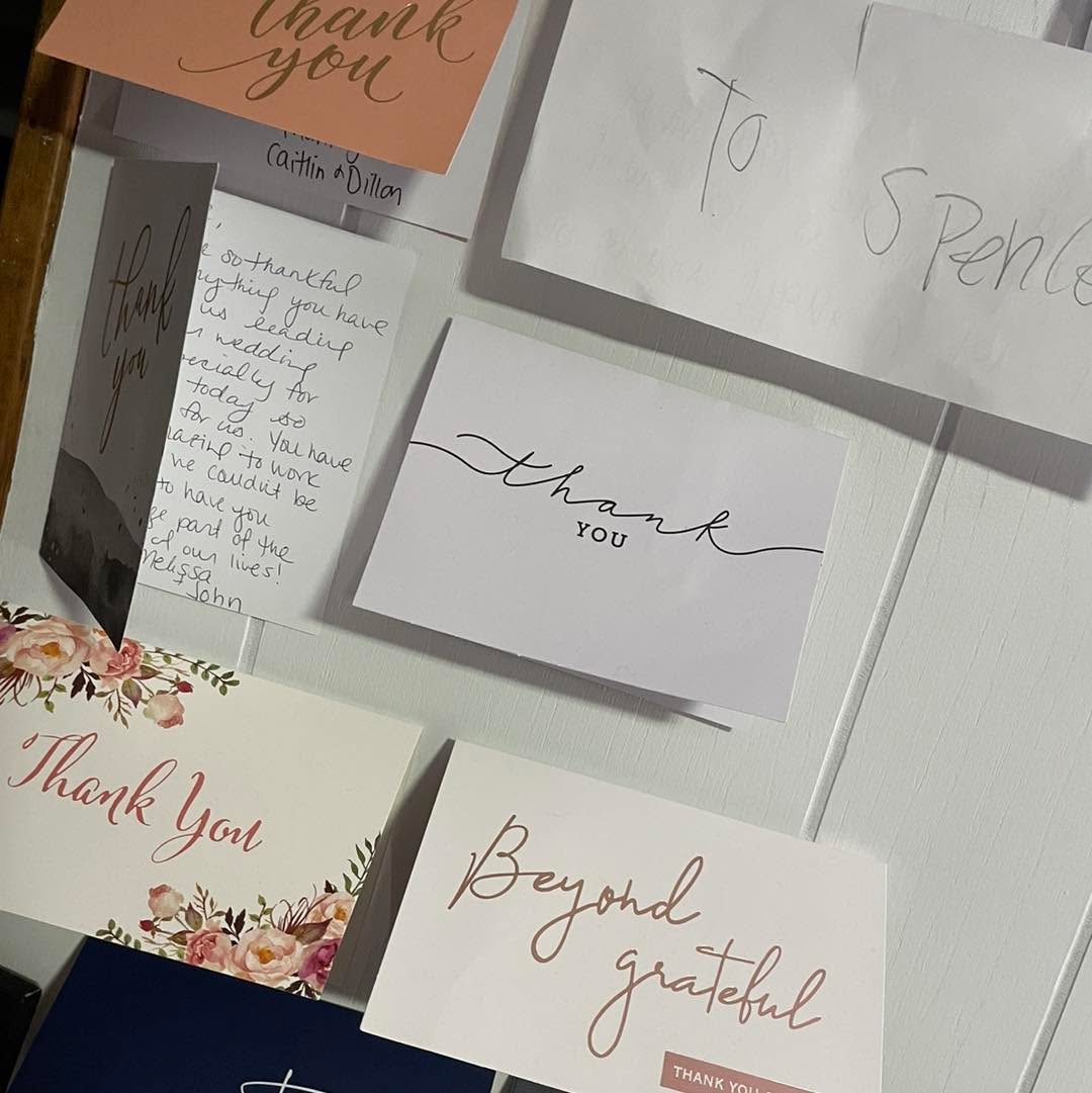 So thankful for all of our clients over the years! Our wall of thank you cards is an excellent reminder of how fun this job is!
#thankyou #weddingplanning #weddingplanningtips #ctweddings