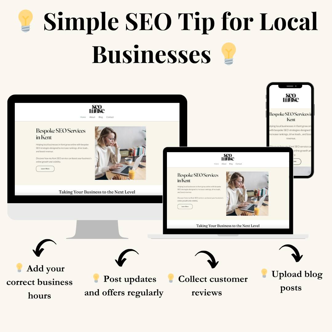 💡 Simple SEO Tips for Local Businesses 💡
If you want to attract more local customers, make sure your Google Business Profile and website is up to date! ✅
🔹 Add your correct business hours
🔹 Post updates and offers regularly
🔹 Collect customer reviews (and reply to them!)
Little things like this make a big difference to how you appear in search results.
#SEOMuse #LocalSEO #KentBusiness #GMB #GoogleBusinessProfile