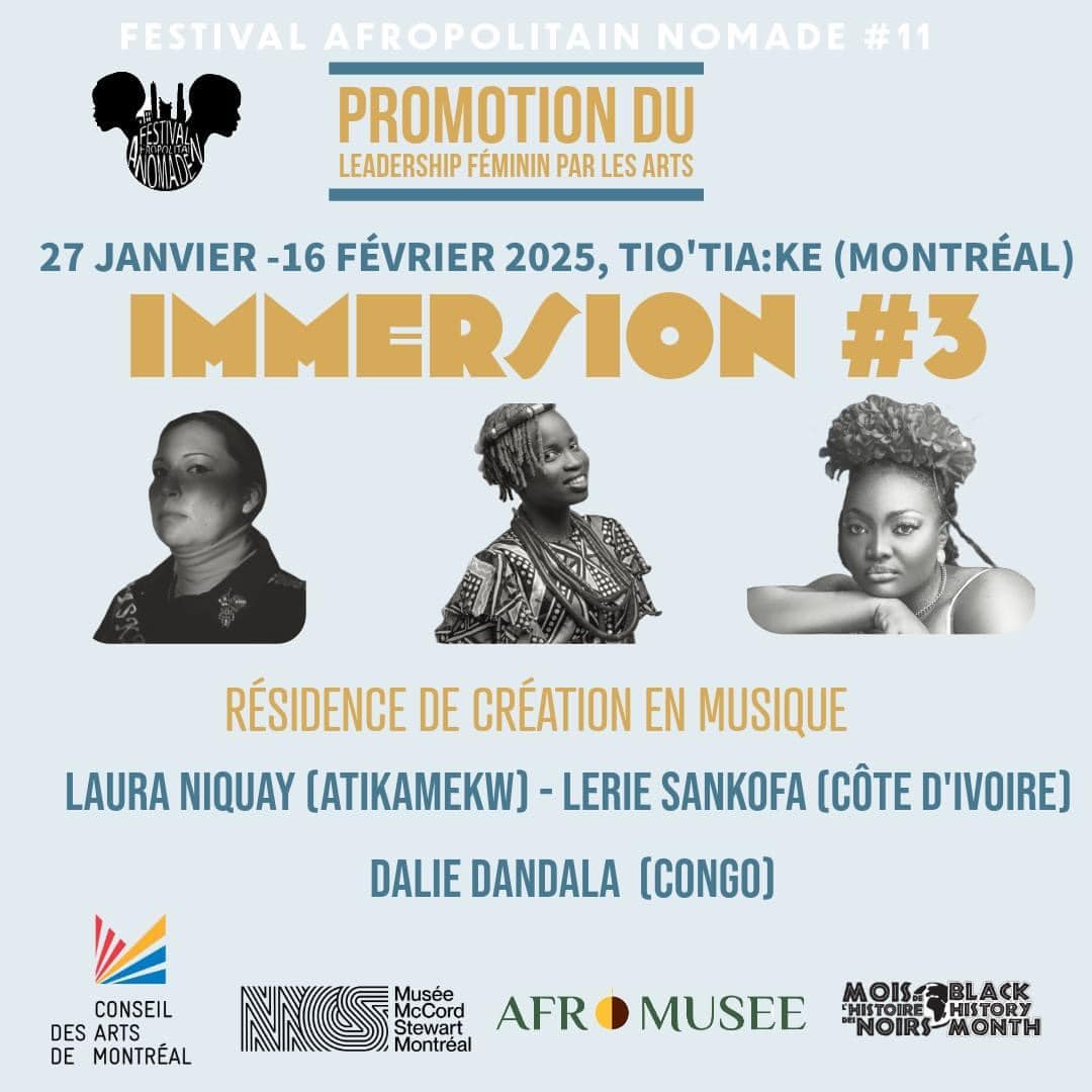 Du 27 janvier au 16 février, je serai en résidence de création organisée par le Festival Afropolitain Nomade à Montréal (Canada) 🥰😘😘
#afropolitainnomadfestival #residencedecreation #immersion #3