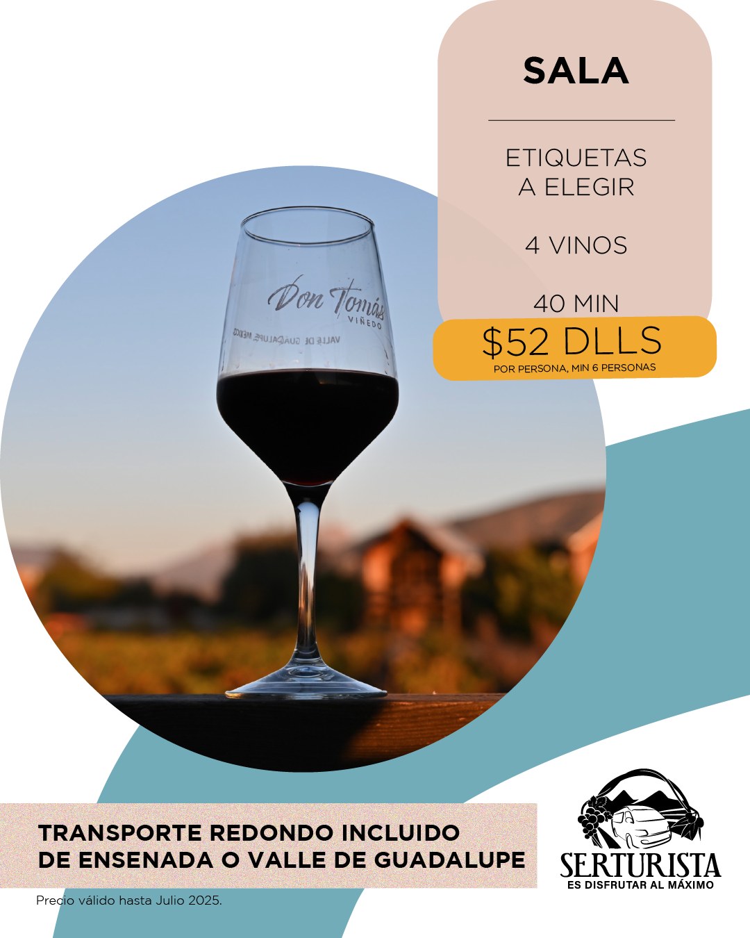 🍷 Vive una experiencia única en el Valle de Guadalupe 🍇
Disfruta de una cata guiada con 4 vinos de etiqueta a elegir.
✅ Incluye transporte redondo desde Ensenada o Valle de Guadalupe.
📅 ¡Reserva hoy y brinda con nosotros! 🥂
📍 $52 USD por persona (mínimo 6 personas)
📲 Más info y reservaciones:
📞 Teléfono: 646 151 01 12
📩 WhatsApp: 646 171 68 50
#SerTurista #ValleDeGuadalupe #Enoturismo #CataDeVinos #WineLover