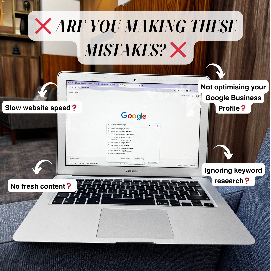 ❌ Are You Making These SEO Mistakes? ❌
🔹 Ignoring keyword research
🔹 Not optimising your Google Business Profile
🔹 Slow website speed
🔹 No fresh content
If your site isn’t ranking, these could be the reason! Let SEO Muse handle it while you focus on running your business.
#SEOHelp #SEOExpert #SEOMuse #businessgrowth