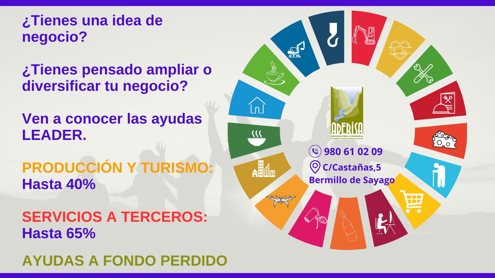 ➡️ Si estás pensando en emprender en la comarca de Sayago, este es el momento!!!
☎️ LLámanos o acércate a nuestras oficinas y te informaremos.
🖥 Puedes consultar también nuestra página web: www.aderisa.es
#ayudasLeader #subvencionesafondoperdido #Sayago #aderisa
