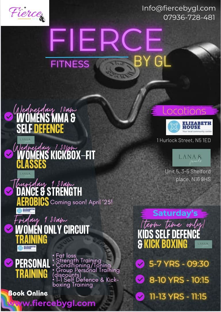 📣 LADIES! Come and join us for our FEMALE KICKBOX FIT class! 19:30 TONIGHT!
Ages from 13 upwards!
📍Unit 5, 3-5 Shelford Place, N16 9HS
Come and join our fun, vibrant and powerful workout with likeminded women and girls! Plus, you can 🔥 burn up to 800 calories a class!!
ALL ABILITIES welcome 💪🏽
BOOK ONLINE
https://www.fiercebygl.com/classes