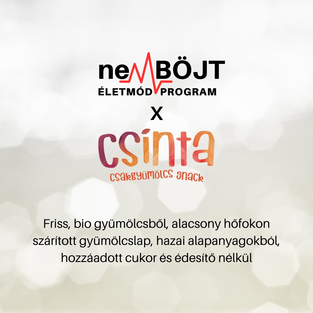 A @csinta.hu egy egészséges édesség, ami kompatibilis a #nemBÖJT életmód programmal is. Bárki eheti aki gyümölcsöt szokott enni - sőt az is, aki nem szokott, de ehetne. Alapanyagaik hazai, ellenőrzött bio minőségű gyümölcsök, amiknek az íze, aromája és tápanyagai megmaradnak a Csintákban a különleges kézműves szárításnak köszönhetően. Vegyétek és egyétek! Aki pedig részt vesz a programunkban, ajándék csintákat és 15% kedvezményt kap a kedves csapattól! 😊