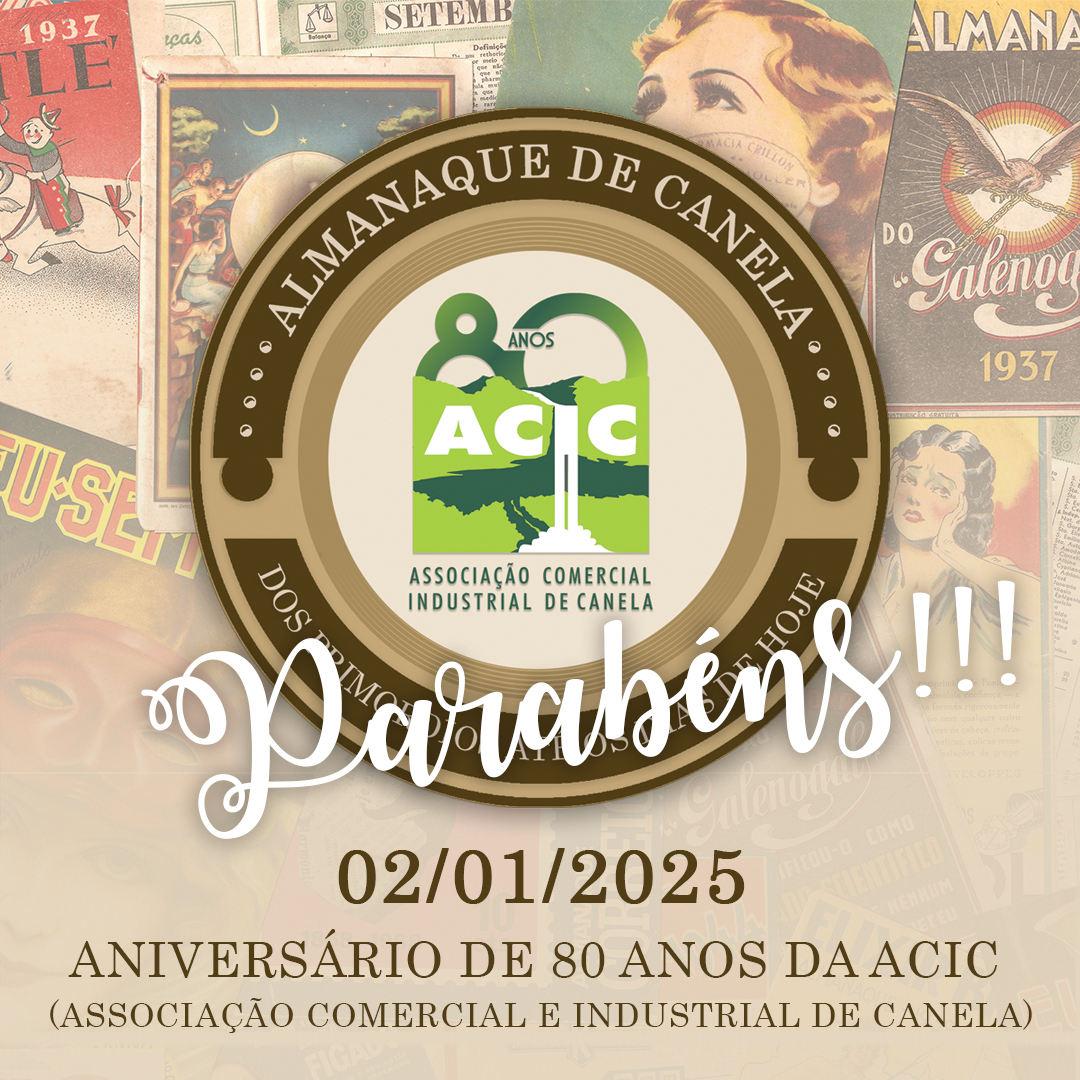 Parabéns a ACIC que hoje completa 80 Anos e é parceira deste portal representando a todos os seus associados e fazendo parte desta história. Desejamos que esta instituição continue colaborando com o crescimento do nosso município criando novas e incríveis histórias para contar!
#acicanela #80anos #almanaquedecanela #nossahistória