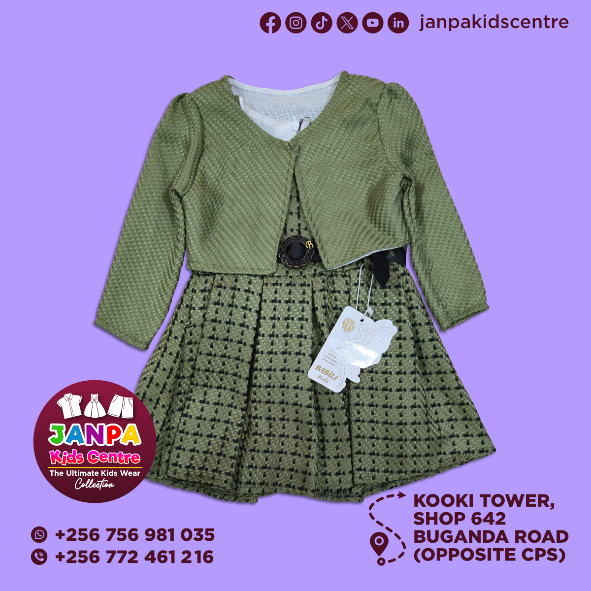 At JANPA Kids Centre, we bring you a stunning new collection of first-class girls' dresses—Every dress designed with love, comfort, and elegance because your little girl deserves nothing but the best!
For Orders & More Information,
Call / WhatsApp Us On +256 756 981 035 / +256 772 461 216
#janpakidscentre #dress #kidsdresses #childrenswear #kidswear #babywear #ChildrensFashion #overalls #jeans #shirts #shorts #sweaters #kidsfashion #kampala #uganda