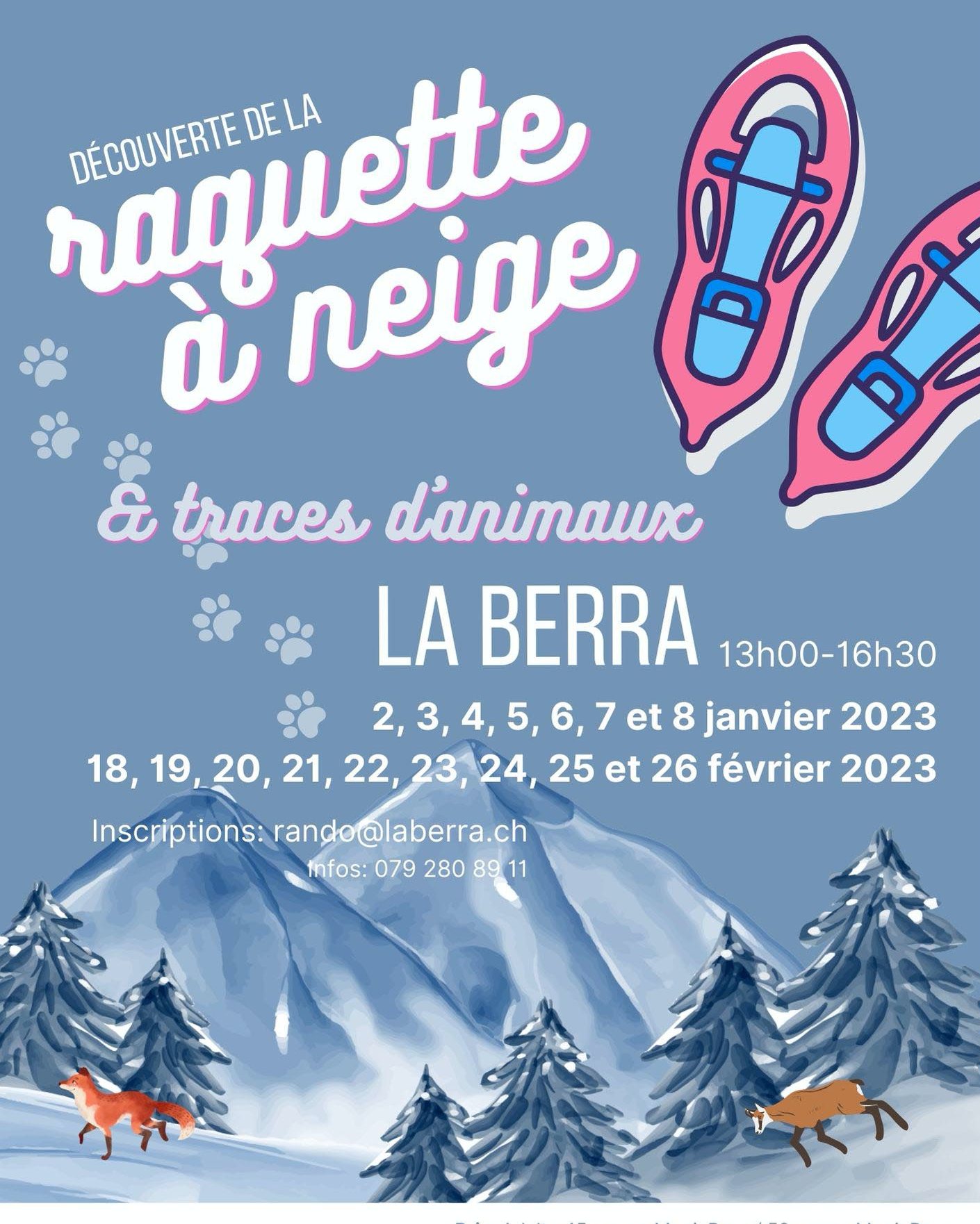 Après les fêtes, partez à la découverte de la raquette à neige & traces d'animaux 🐾 à La Berra (FR) !
50.-/adulte et 35.-/enfant (dès 8 ans), 5.- de rabais dès le 2ème enfant et avec MagicPass.
Plus d'info sur http://bit.ly/3Vi9CWo
Ne tardez pas à vous inscrire à rando@laberra.ch !
#nature #laberra #accompagnatriceenmontagne #asamfribourg