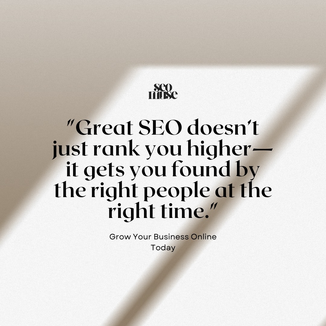 📢 SEO Success is More Than Just Rankings! 🚀
It’s not just about traffic; it’s about attracting the right audience that converts. Ready to make your business more visible? Let’s talk! 💡📈
#SEOStrategy #GrowYourBusiness #GetFoundOnline #SEOExpert