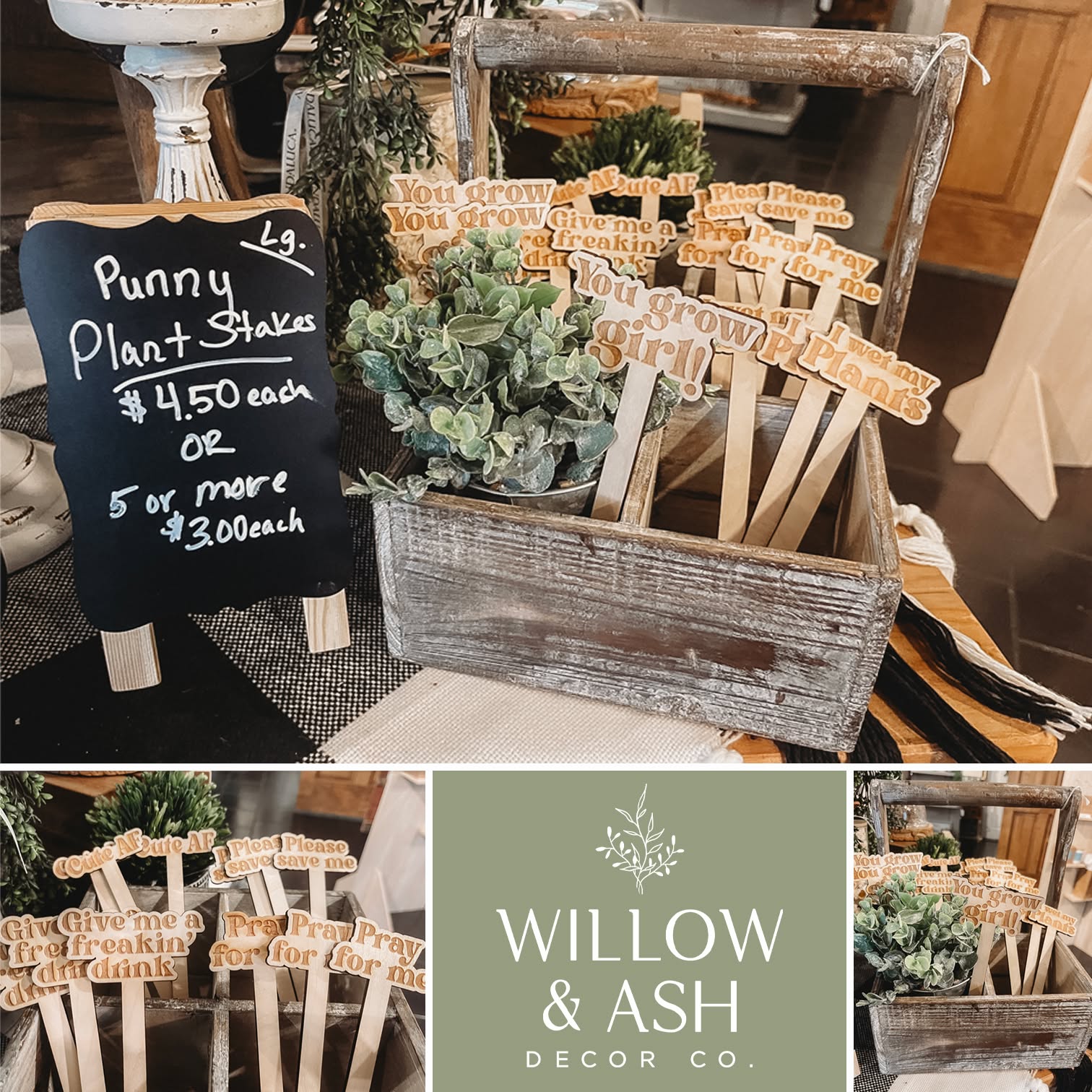 LOVING these new Punny Plant Stakes! 🪴 We also have various herb plant stakes. Stop by and check out everything new.
We are open today 10am-5pm. Located at 512 N. Main Street in Shawano. Across from Cellcom & Glas Coffee.
---------
Can't make it today? Here's our Daily Hours! 😊
Monday CLOSED
Tuesday-Wednesday 10am-4pm
Thursday-Friday 10am-5pm
Saturday 10am-4pm
Sunday CLOSED