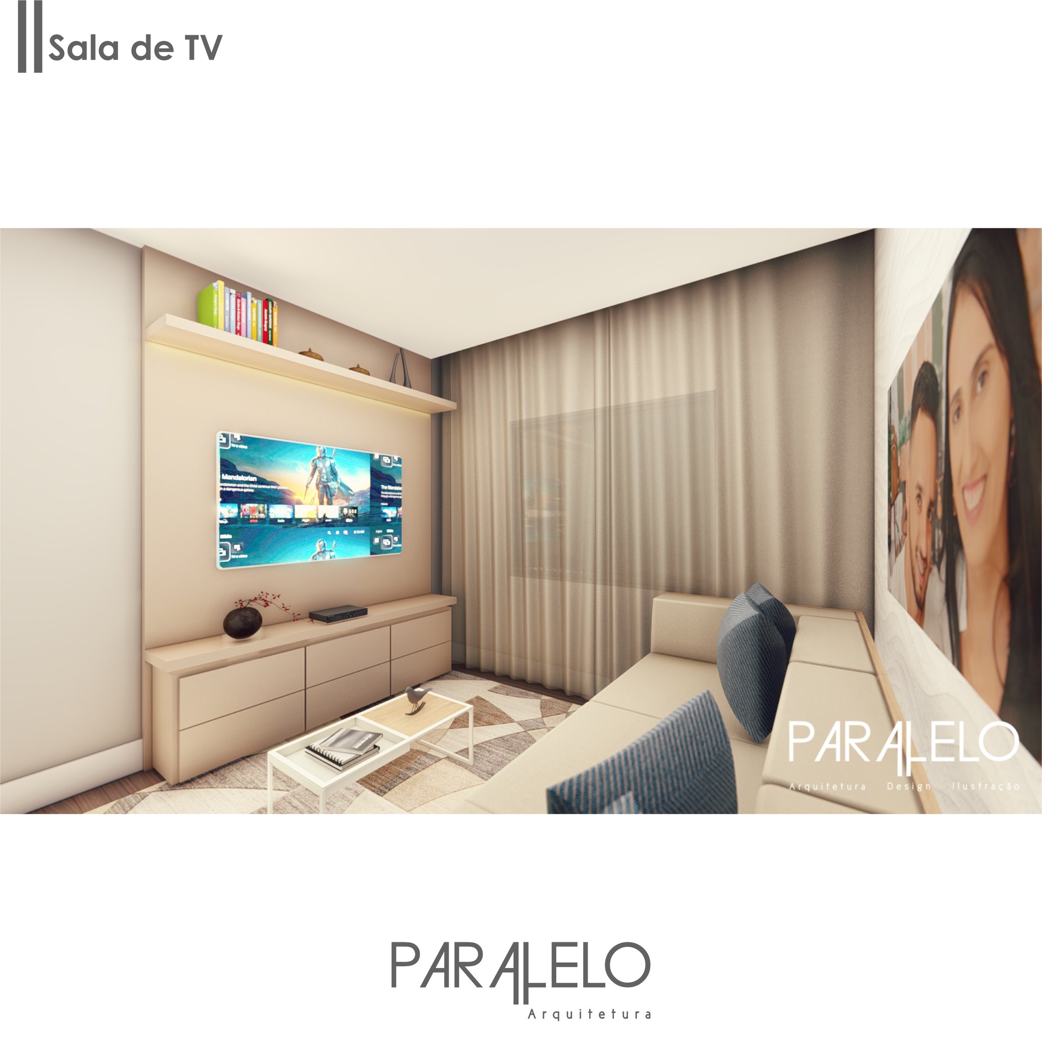Projeto S | M - Sala de tv- Foi utilizado o porcelanato amadeirado, cortinas em linho,
revestimento 3d dunas e marcenaria em mdf cappuccino.
Acesse o nosso site www.paraleloarq.com.br
#saladetv #projeto #paralelo #arquitetura #arquiteto
#obra