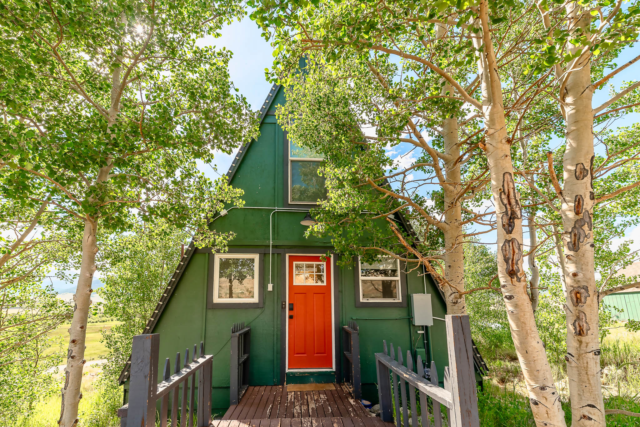 The Triangles are located between 9500-9600 feet above sea level, which means Summer is a short season. The aspen leaves fill out in June, show off their stuff in July and August, and start to turn colors in late September, and by the end of October, they're gone. They really are stunningly beautiful, and the valleys in Park County are currently so green and full of wildflowers.
#coloradogram #parkcountyco #coloradoflowers #parkcountyco #southparkcolorado #aframe #aframehome #aframehouse #aframecabins #aframerental #cabinlife #cabinlove #cabinporn #cabininthewoods #coloradocabin #coloradocabinlife #coloradocabinrental #coloradoairbnb #mountainairbnb