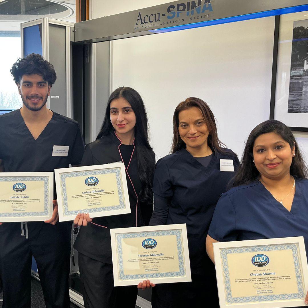 Exciting news. We are thrilled to announce that we have all completed IDD Therapy training. 🥳
Our team at Sterling Spinal Wellness are ready to help you find relief from herniated or bulging discs, sciatica, and spinal stenosis without undergoing invasive surgery. Say goodbye to pain and hello to a healthier spine! 💪
@iddtherapyuk A massive thank you to Stephan Small from Steadfast Clinics for his expert guidance. 🙏
To celebrate we're offering your first IDD Therapy assessment for £50! Visit our website to find out more and book your appointment to start your recovery journey. 🎉
Link in bio. 🔗
We're looking forward to helping you. 🙂
#IDDtherapy #herniateddisctreatment #bulgingdisctreatment #sciaticatreatment #spinalstenosistreatment #iddtreatmentnearme #iddtherapy