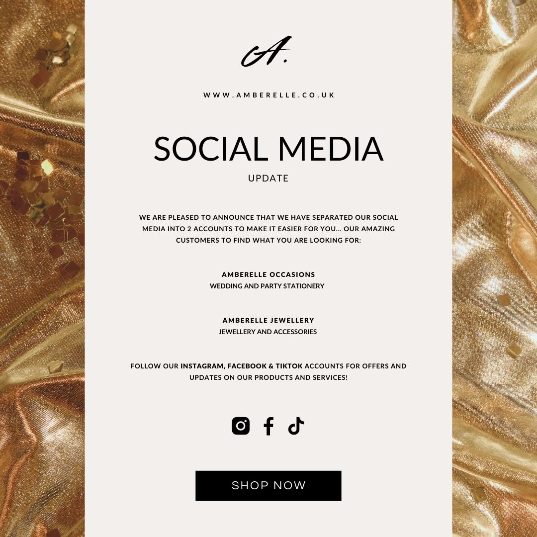 We’ve got exciting news! 🎉 Amberelle now has TWO dedicated social media accounts:
✨ Amberelle Jewellery – Your go-to for stunning jewellery pieces.
💌 Amberelle Occasions – Beautiful stationery for all your special moments.
Follow both for exclusive updates, offers, and inspiration! 💎📜 @amberellejewellery @occasionsamberelle
#Amberelle #AmberelleOccasions #AmberelleJewellery