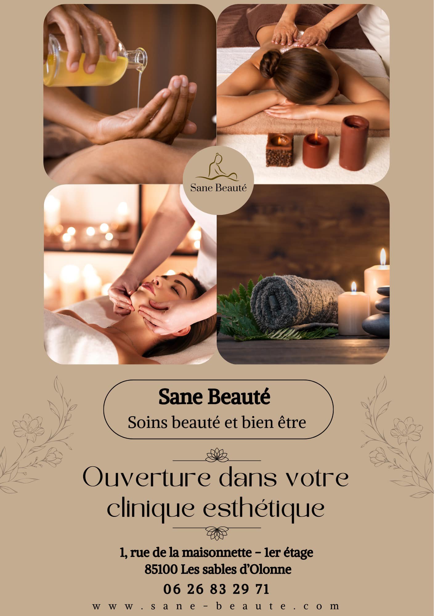 Bonjour à tous
✨Ouverture à La Clinique Esthétique de votre espace détente Sane BEAUTÉ
✨J ai le plaisir de vous recevoir et de prendre soin de vous 💆♀️💆
✨Les prix sont affichés sur mon site ou alors n hésitez pas si vous avez des questions je serais ravi de vous répondre
✨Hâte de vous faire découvrir mes soins
✨N hésitez pas à offrir des bons cadeaux pour les fêtes de Noël 🎄
✨ Et profitez il y’a -20% sur la prestation de votre choix jusqu’au 31 janvier 2025
Sane beauté :0626832971
https://www.sane-beaute.com/
✨La clinique esthétique ,1 rue de la maisonnette 85100 Les sables d olonne
1 er étage