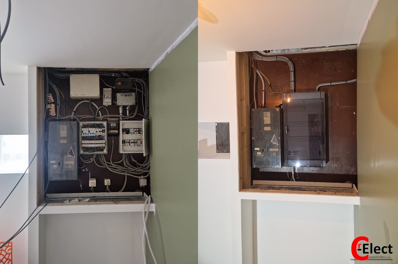 Remise aux normes et modernisation d’un tableau électrique. ⚡🔧
Un avant/après qui montre l'importance d'une installation sécurisée et bien organisée.
Travail soigné et conforme aux exigences électriques actuelles.
#TableauÉlectrique #RénovationÉlectrique #NormesÉlectriques #Sécurité #InstallationPropre #CrElect #rgie