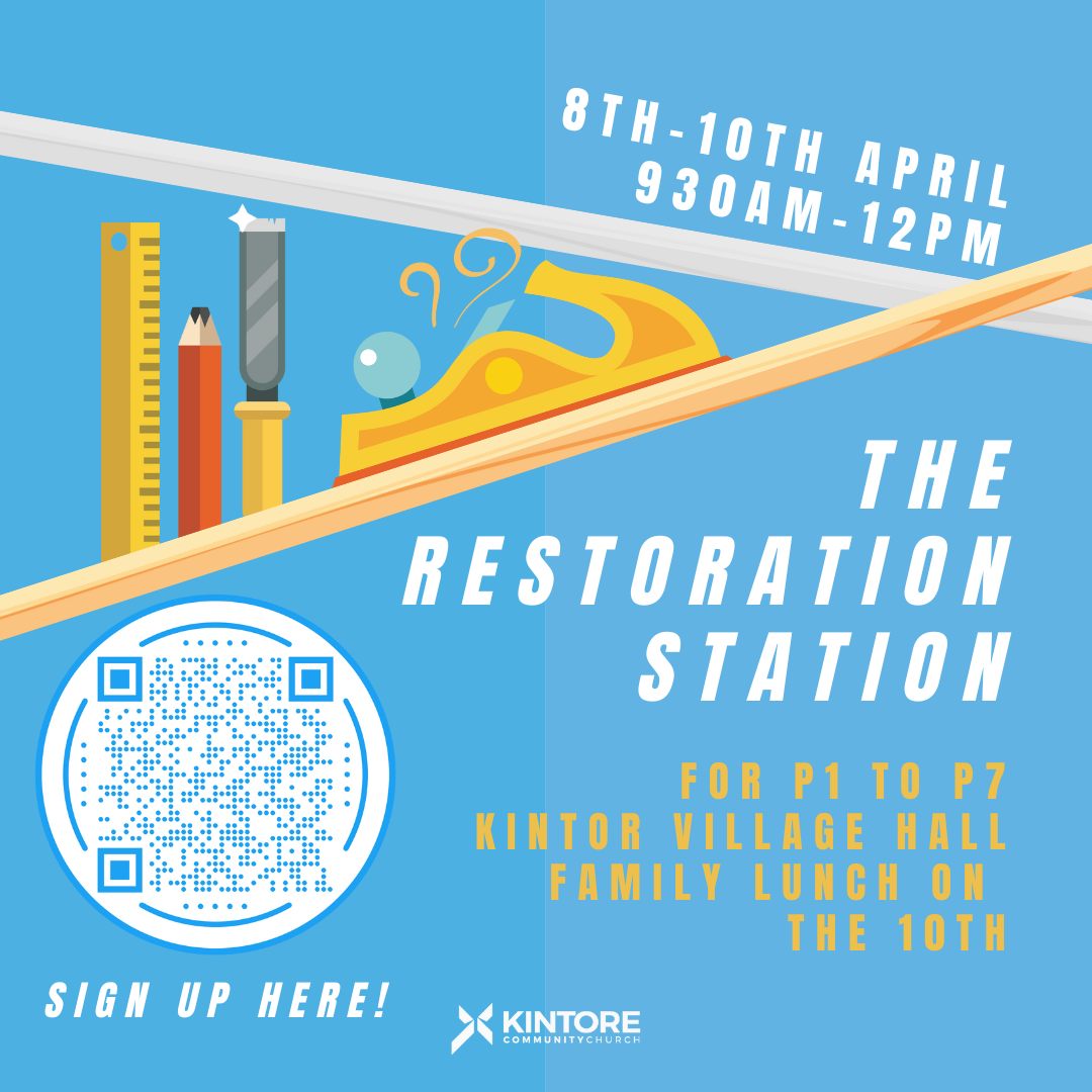 What are your plans for the Easter holidays? If you've got children in P1-P7 then they're invited to join us at the Restoration Station!
To sign-up please go to: https://hillviewcc.churchsuite.com/events/dqo4ngrz or scan the QR code.