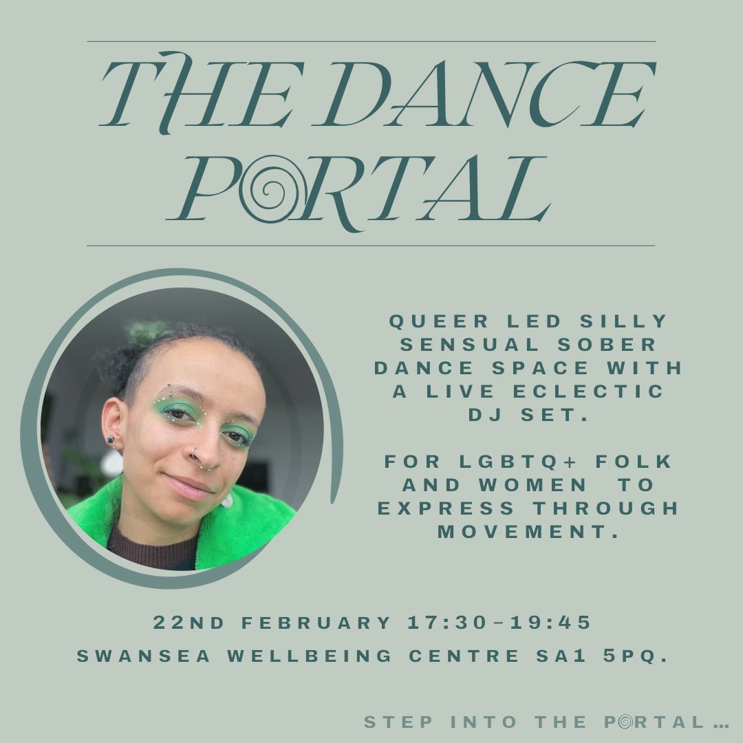 The Dance Portal
22nd February 17:30-19:45
Queer led, silly, sensual, sober dance space with a live eclectic DJ set. For LGBTQ+ folk and Women to express through movement. No experience necessary! Cost £10.
To book email alchimee@outlook.com or Dm me on insta @alchimee_g
Pre-booking essential due to limited headsets!
Expect genres such as Dub, Techno, Psy, Disco, Rock and whatever else tickles my brain in the lead up! I can’t wait to dance with you!! 💚