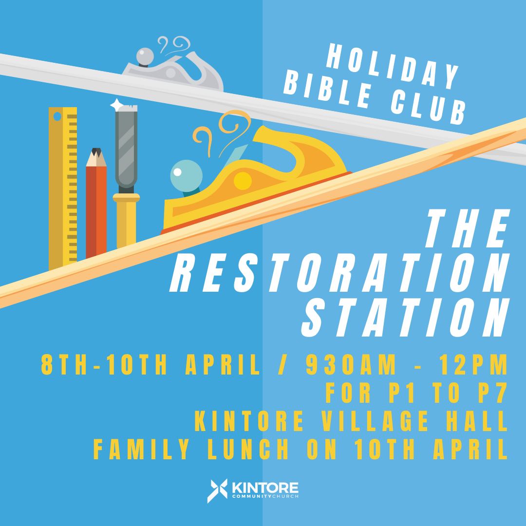 This Easter we’re hosting a Holiday Bible Club from the 8 - 10 April. The theme this year is the Restoration Station! We would love to have all those going into P1 all the way up to P7 leavers to come and join us for a week full of fun. For more information and to sign up please visit:
https://hillviewcc.churchsuite.com/events/dqo4ngrz