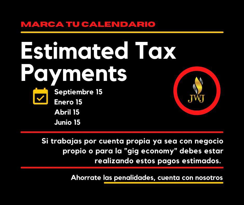 ✨Si tienes #negocio propio, trabajas por cuenta propia o trabajas para la "gig economy" 🚕 (doordash, uber, lyft) debes estar realizando estos pagos estimados.
Estos deben ser realizados cuatro veces en el año:
📆Enero 15
📆Abril 15
📆Junio 15
📆Septiembre 15
Si desconocias sobre estas reglas o esperas a radicar tu planilla y terminas pagando penalidades en adición a tu responsabilidad fiscal "tax liability", cuenta con nosotros, te podemos ayudar.
#finanzas
#negociopropio
#taxes
#pennsylvania