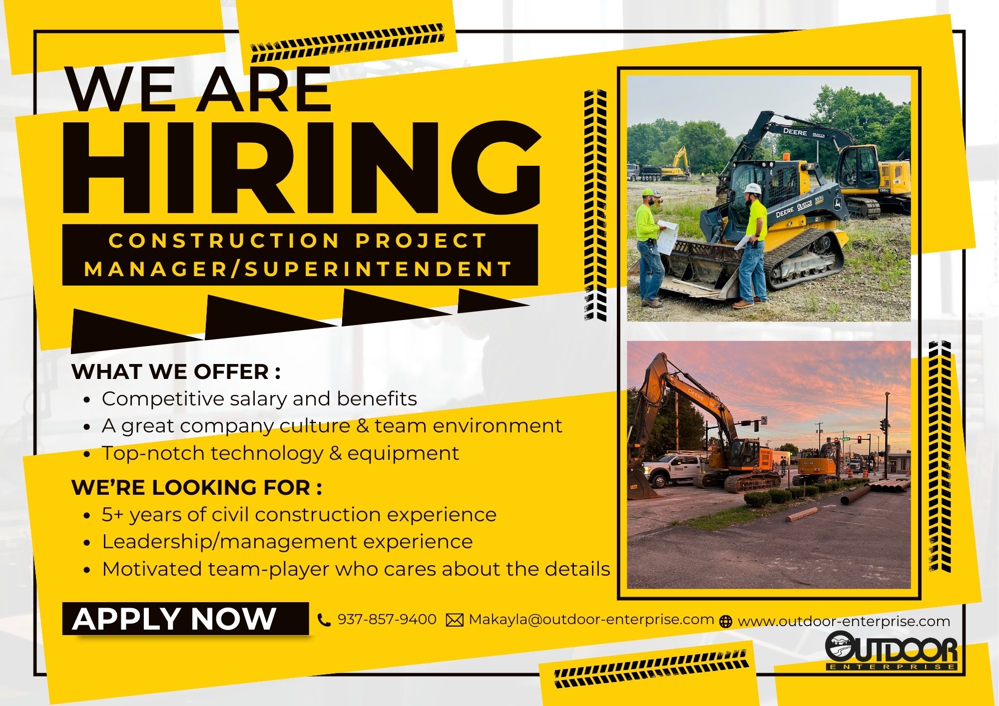 This is a great career advancement opportunity! Please share with anyone you think might be interested. Check out our website for more information! www.outdoor-enterprise.com.