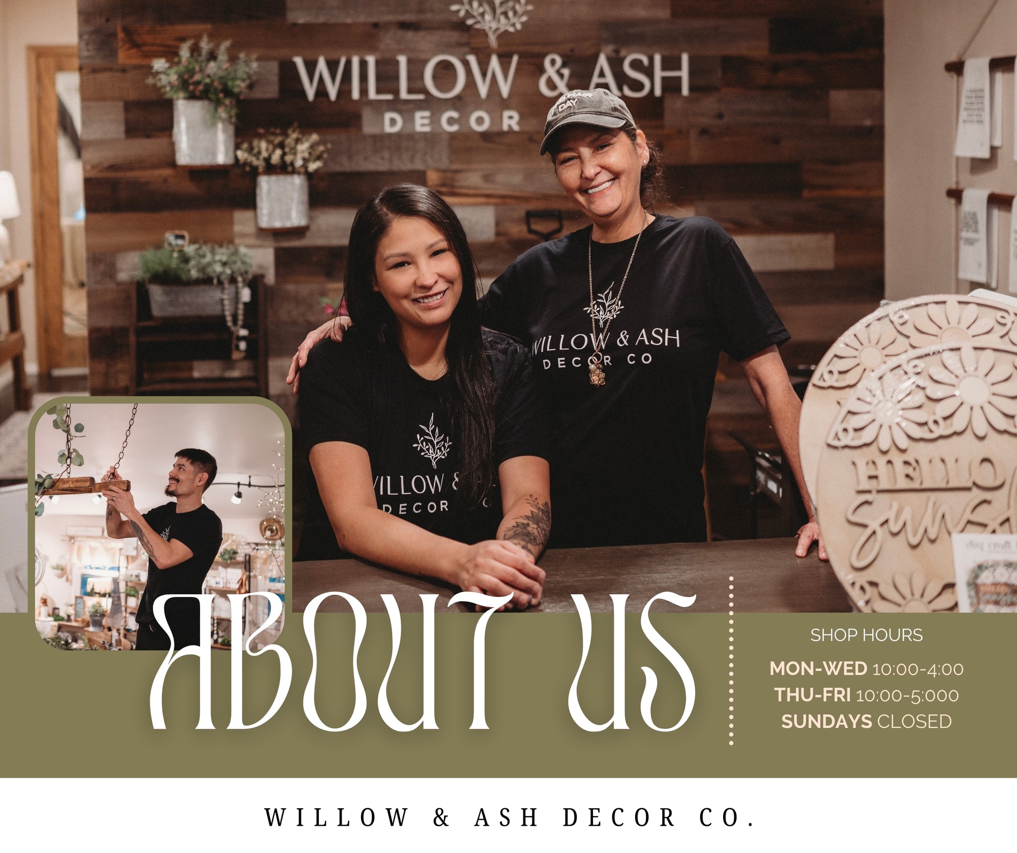 🎉 Exciting News from Willow & Ash Decor Co.! 🎉
Hello, lovely friends and neighbors! We’re Delta and Valarie, the mother-daughter team behind Willow & Ash Decor Co, and we’re thrilled to share that September marks our 2nd anniversary! 🥳
This is way overdue but, let us introduce ourselves:
💖 Valarie, my momma is the heart of the shop, holding down the fort and creating all those beautiful displays you see when you walk through the door. Her love for home design shines through in every corner of our store, and she’s always ready with a warm smile and a helpful tip.
🌟 Delta here! I’m a busy mom of 3 boys, wife, and owner of multiple businesses. Between running the shop on weekends, working full-time as a Graphic Designer, and managing my Photography Studio (yep, it's in the same building!), I’m also the creative mind behind our social media posts. Apologies for any recent radio silence – finding time for social media is like finding a needle in a haystack! 😂 I’m passionate about beading, drawing, designing, crafting, and capturing moments with my camera.
And a huge shoutout to Joseph, my amazing husband and our handyman extraordinaire. His support and skills are the backbone of our shop – from building and remodeling to those little tasks that keep us running smoothly. ❤️
To celebrate our 2nd anniversary, we’re hosting a Vendor Pop Up Market in our parking lot on Saturday, September 7th from 10am-4pm! We are accepting vendors that would like to join us (no fee, just bring your own setup). Reach out to our page by messenger, call us or stop by the shop if you are interested. Stay tuned for more details on the event – we can’t wait to celebrate with you all! 🌟
Thank you for being a part of our journey. Here’s to many more years of beauty and creativity!
With love,
Delta & Valarie 💕
#WillowAndAshDecorCo #Anniversary #PopUpMarket #SupportLocal #HomeDecor