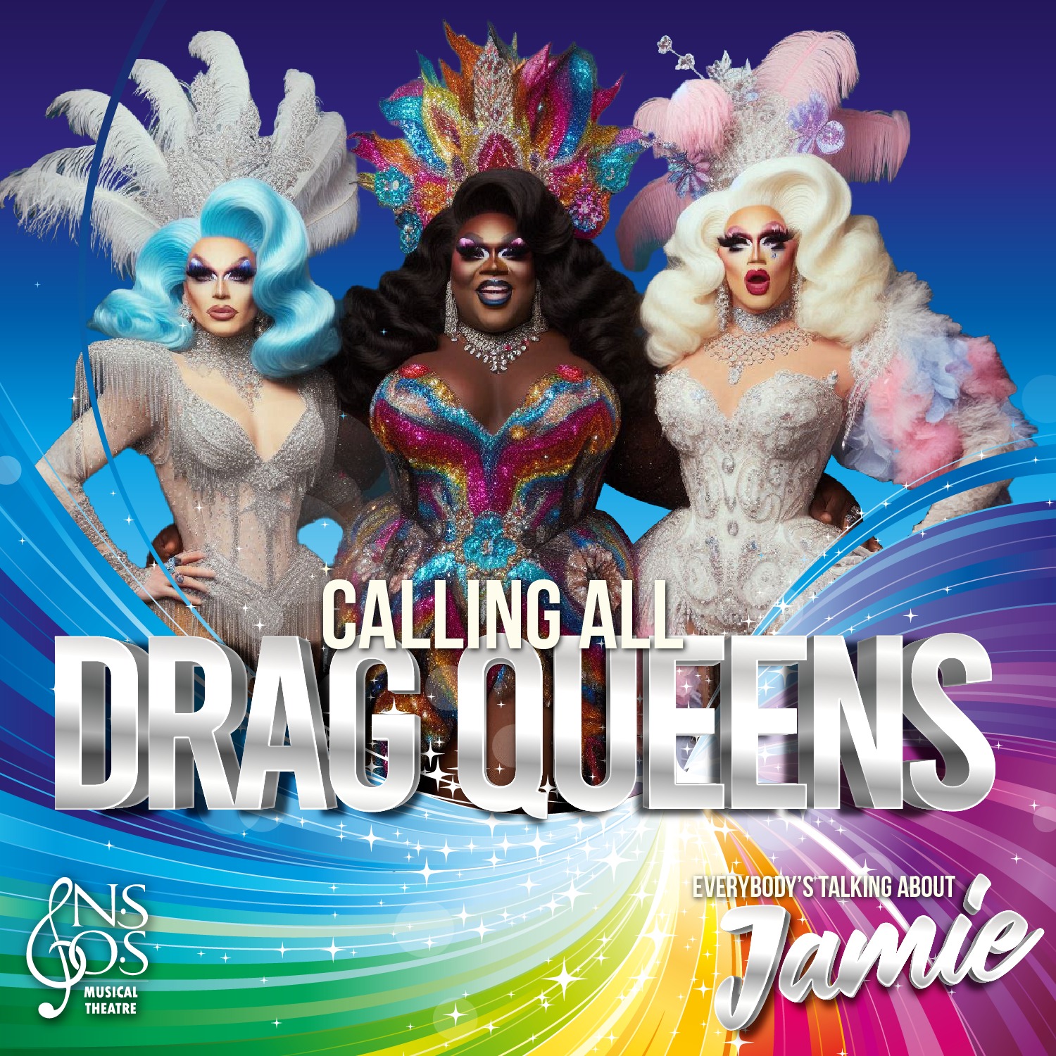 Drag Queens and wannabe Drag Queens, we need you!
REGISTER FOR OUR OPEN AUDITIONS!
We're looking for up to six to join our fabulous production of 'Everybody's Talking about Jamie' including the three main roles of Laika Virgin, Tray Sophisticay and Sandra B😮ck!
We are an open society and we welcome performers 16yrs and over representing a variety of ethnicities and background to audition.
Register now at: https://www.nsosltd.org/open-auditions