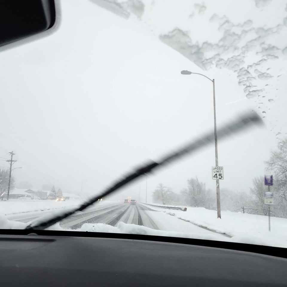 The roads are clear now, but for a day, it came on so hard and fast. Within a 1/2 hour's time, the temp dropped and roads got super slippery. Beatiful to look at from a hotel window though. Thankfully, my night in shining armor got our trusty steed back to the hotel safely.