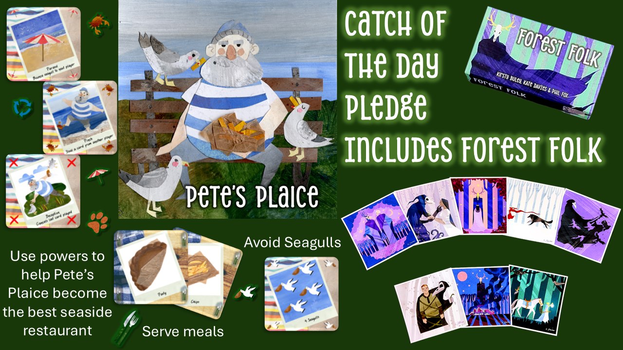 Last chance to get your Catch of The Day!
Back Pete's Plaice on @backerkit as part of #pocketopia
https://www.backerkit.com/c/projects/ludus-vulpes/pete-s-plaice-avoid-greedy-seagulls-race-to-fill-plates?ref=bk-social-project
Select the Catch of the Day pledge to get Pete's Plaice, together with Forest Folk & it's expansions. All for one shipping price.
#ludusvulpes #petesplaice #backerkit #boardgames #boardgamegeek #tabletopgames