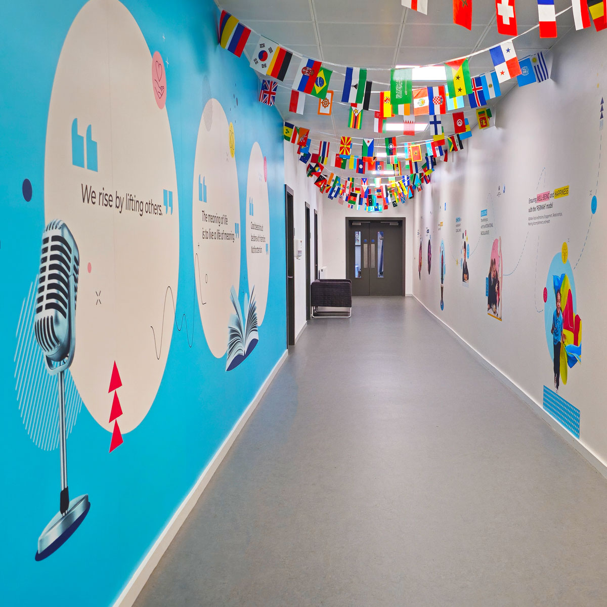 A bright space for bright minds.
We had the chance to create and install this custom wall graphic at Nord Anglia School, bringing energy and colour to one of their main halls.
Wall graphics are a great way to transform any interior space and this one definitely brings the hallway to life.
Dublin, Ireland
#WallGraphics #InteriorBranding #SchoolDesign #CustomGraphics #DublinBusiness #EducationalSpaces #NordAnglia